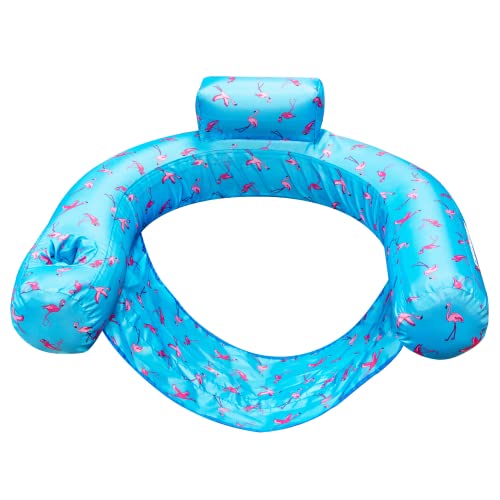 Inflatable Pool Lounger with Sling Seat, Back Rest, and Cup Holder I904518