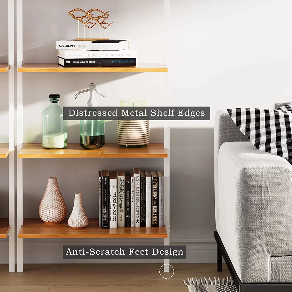 Wall-Mounted 5-Tier Bookshelf with Metal Frame J9333
