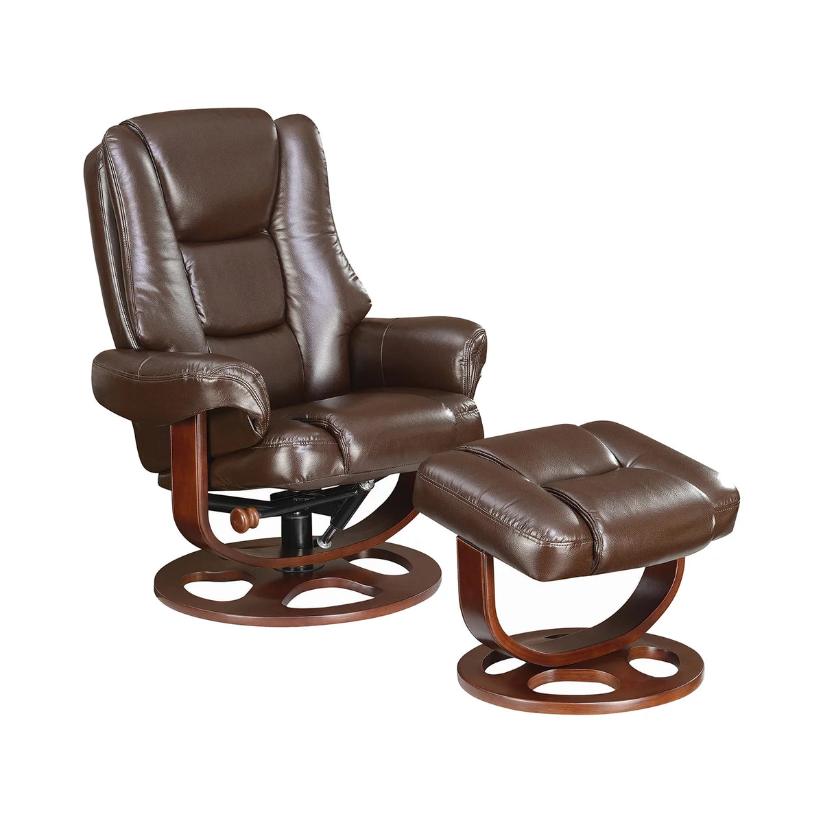 Upholstered Reclining Chair with Ottoman Brown R418