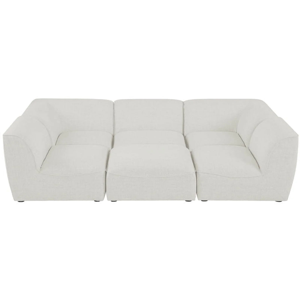 Cream Linen Textured Modular Sectional E51614