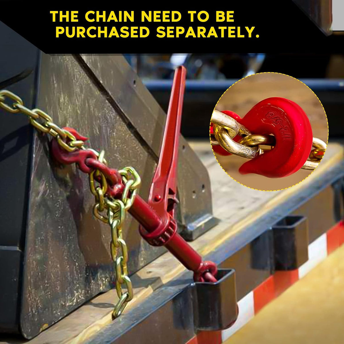 1/2 to 5/8 Inch 2 Pack Ratchet Chain Binder with 2 Grab Hooks 13000 LBS Q743402