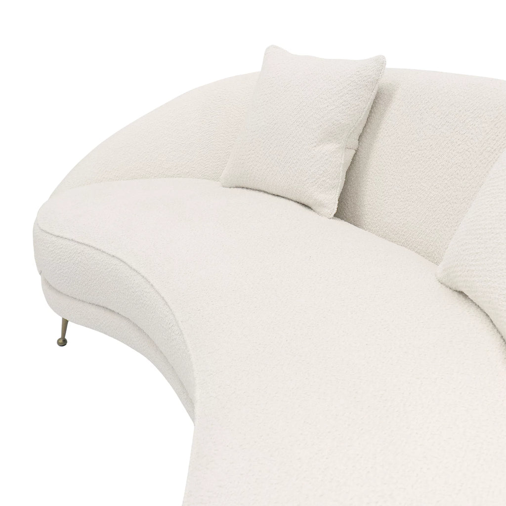 Ivory Textured Fabric Curved Sofa I672862