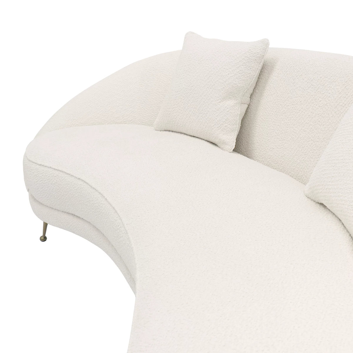 Ivory Textured Fabric Curved Sofa I672862