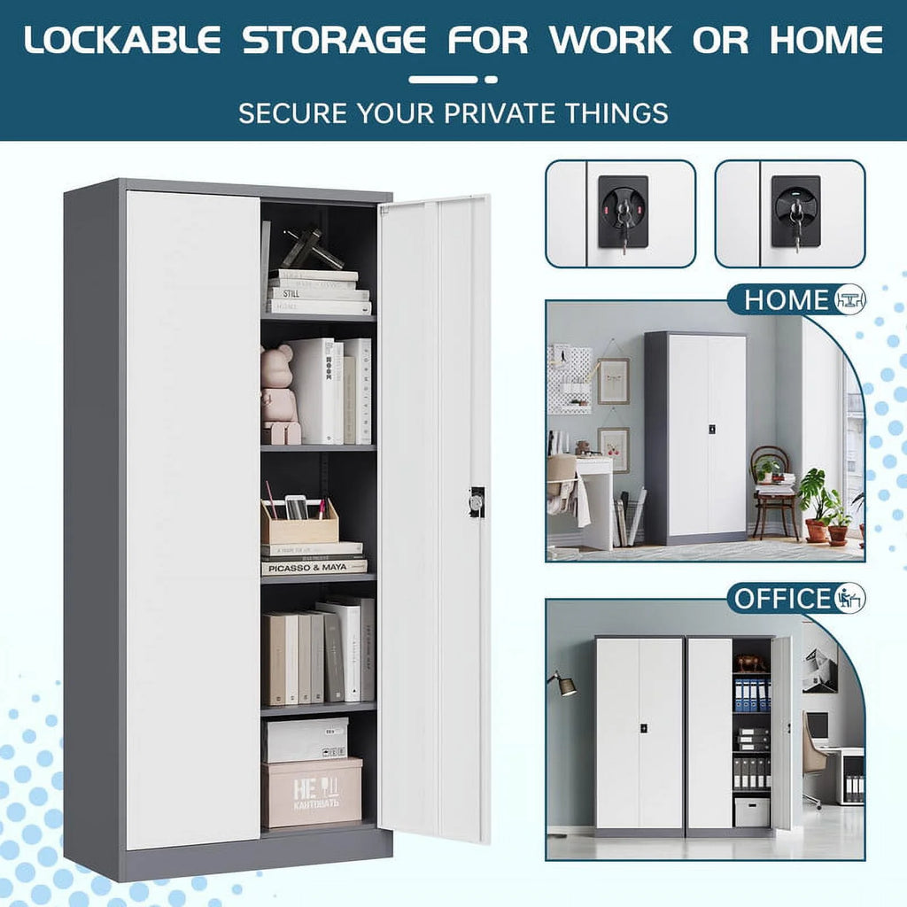 71" Metal Storage Locker with Locking Door and 4 Adjustable Shelves X312307