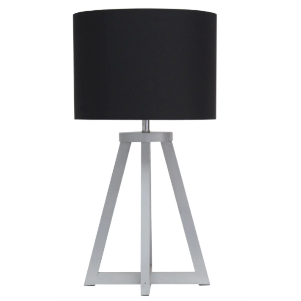 Gray Wood Table Lamp with Black Fabric Shade G6348