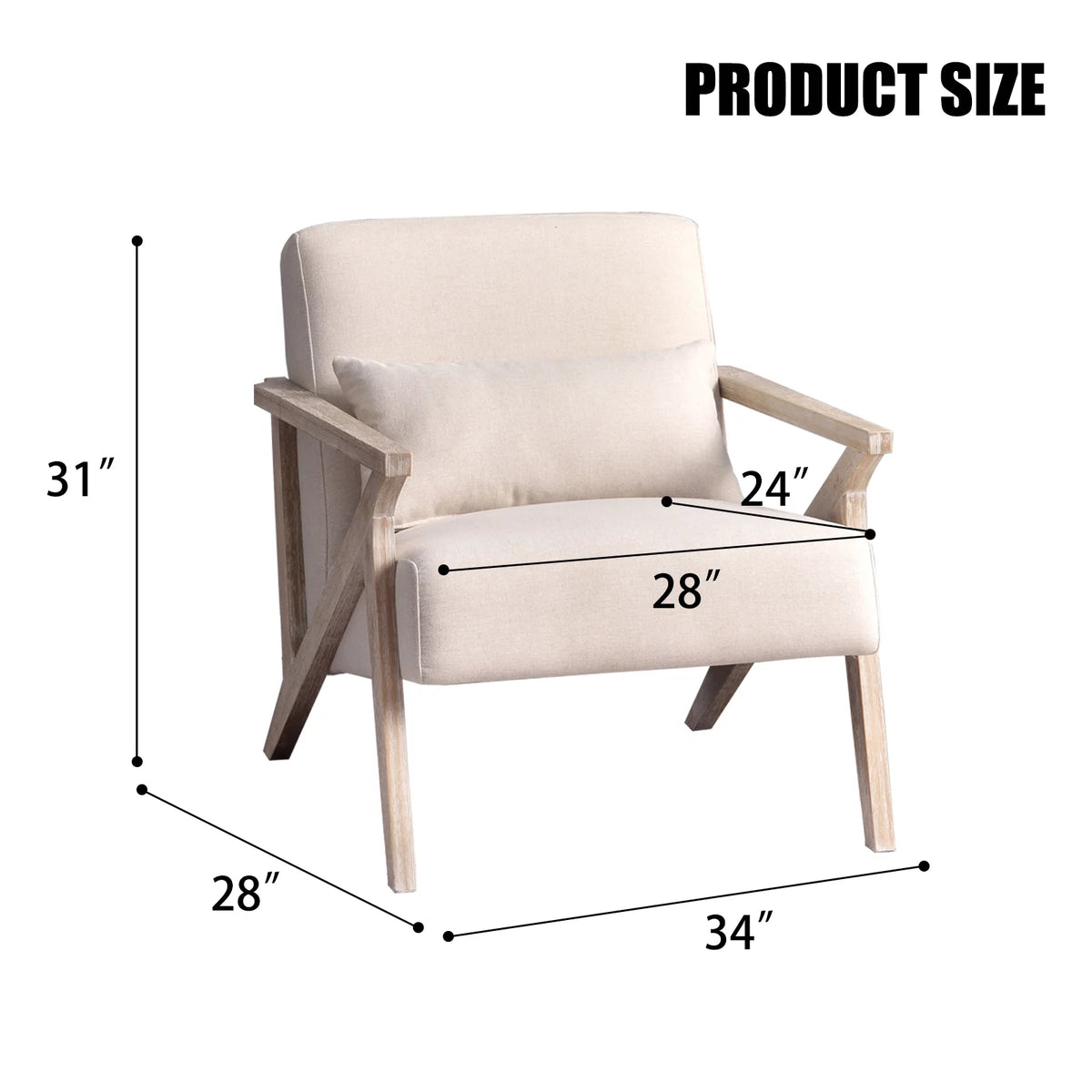 Beige Mid Century Accent Chair M786