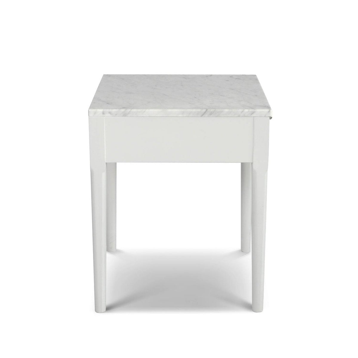 Square Italian Carrara White Marble Side Table with Legs - Tan V237965