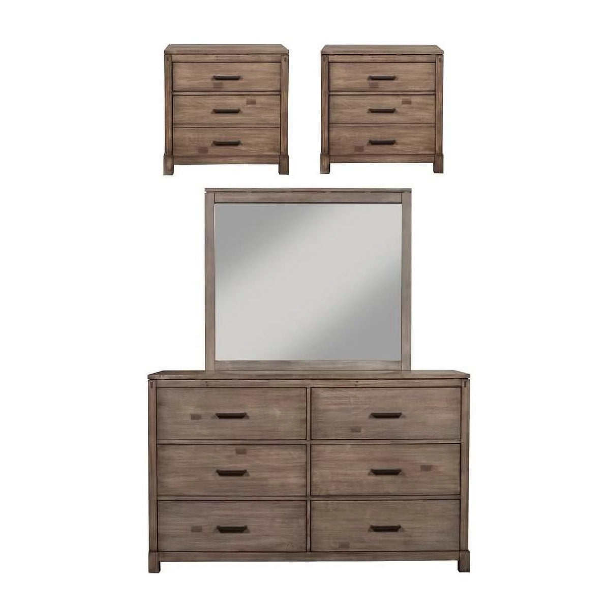 4 Piece Wood Dresser Mirror and Nightstand Z7194
