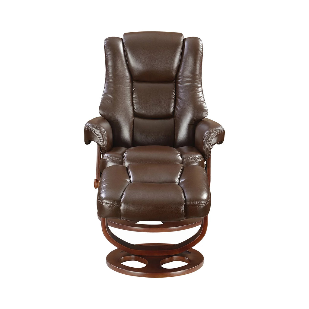 Upholstered Reclining Chair with Ottoman Brown R418