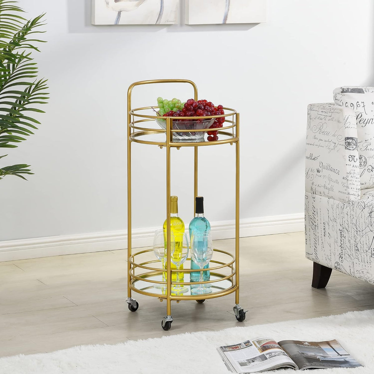 Gold Round Bar Cart B946087