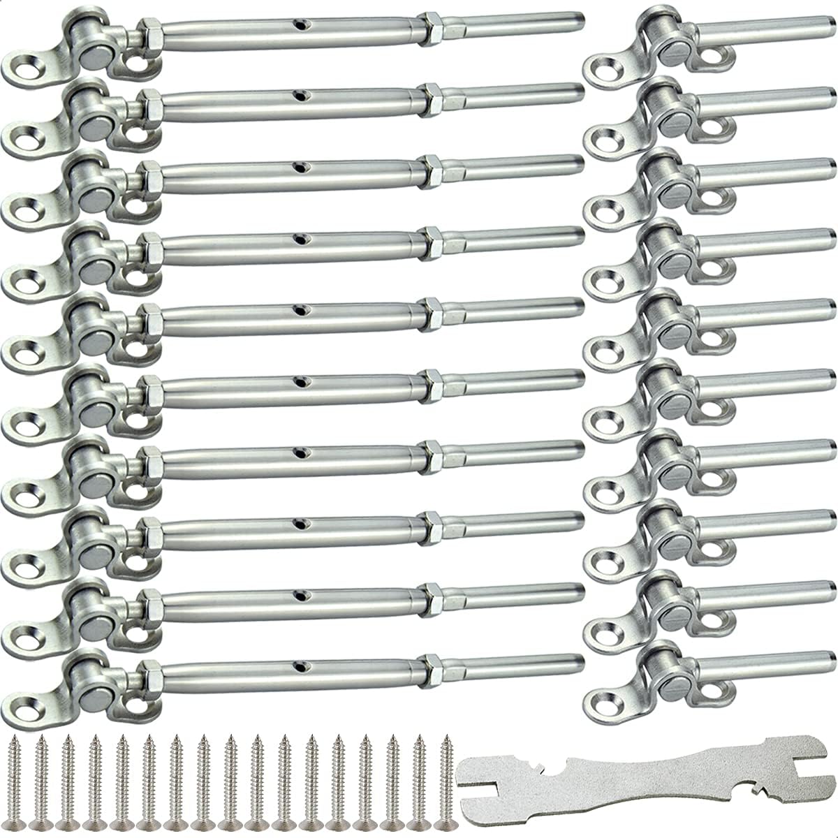 10 Pairs Stainless Steel Cable Railing Hardware Kit V497983