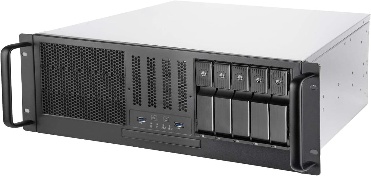 4U Rackmount Server Case with 5 x 3.5 Hot-Swappable Bay and 3 x 5.25 Bays U7396