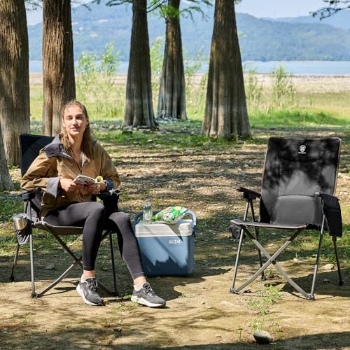 Lightweight Folding Reclining Camping Chair with Adjustable Back Black E737