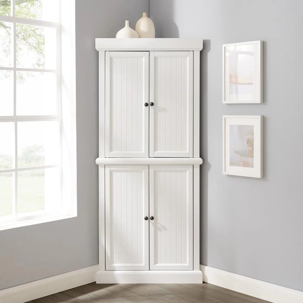 White 2-Piece Stackable Wood Pantry P4709