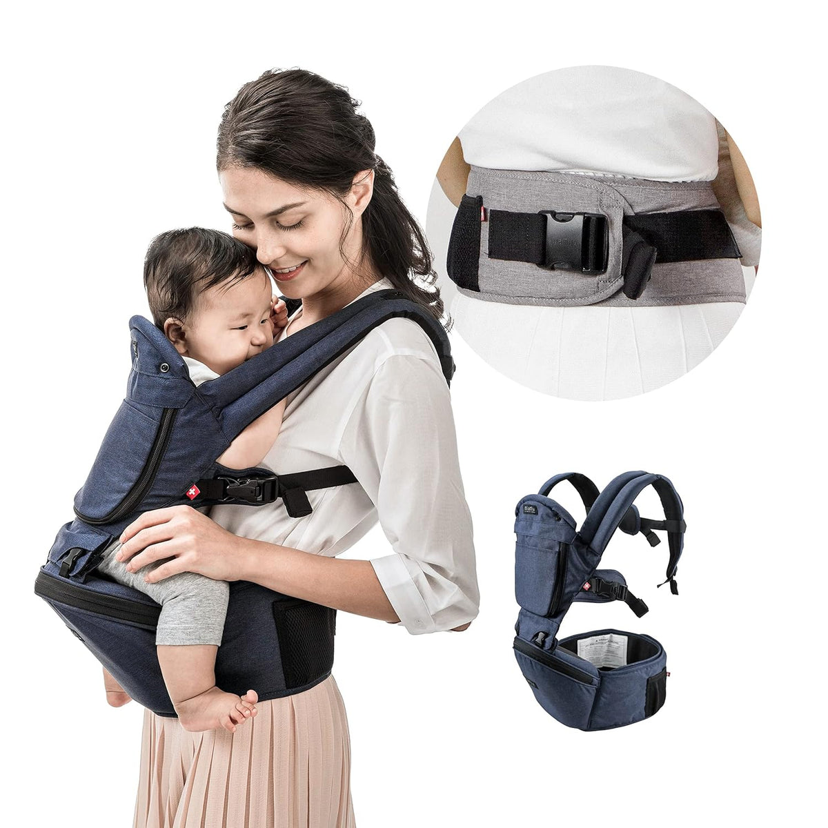 Baby Carrier with Hip Seat, 6 in 1 Front and Back, Stone Grey L784088