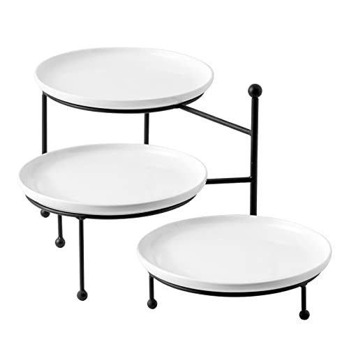 3 Tiered Serving Stand with White Porcelain Plates P873830
