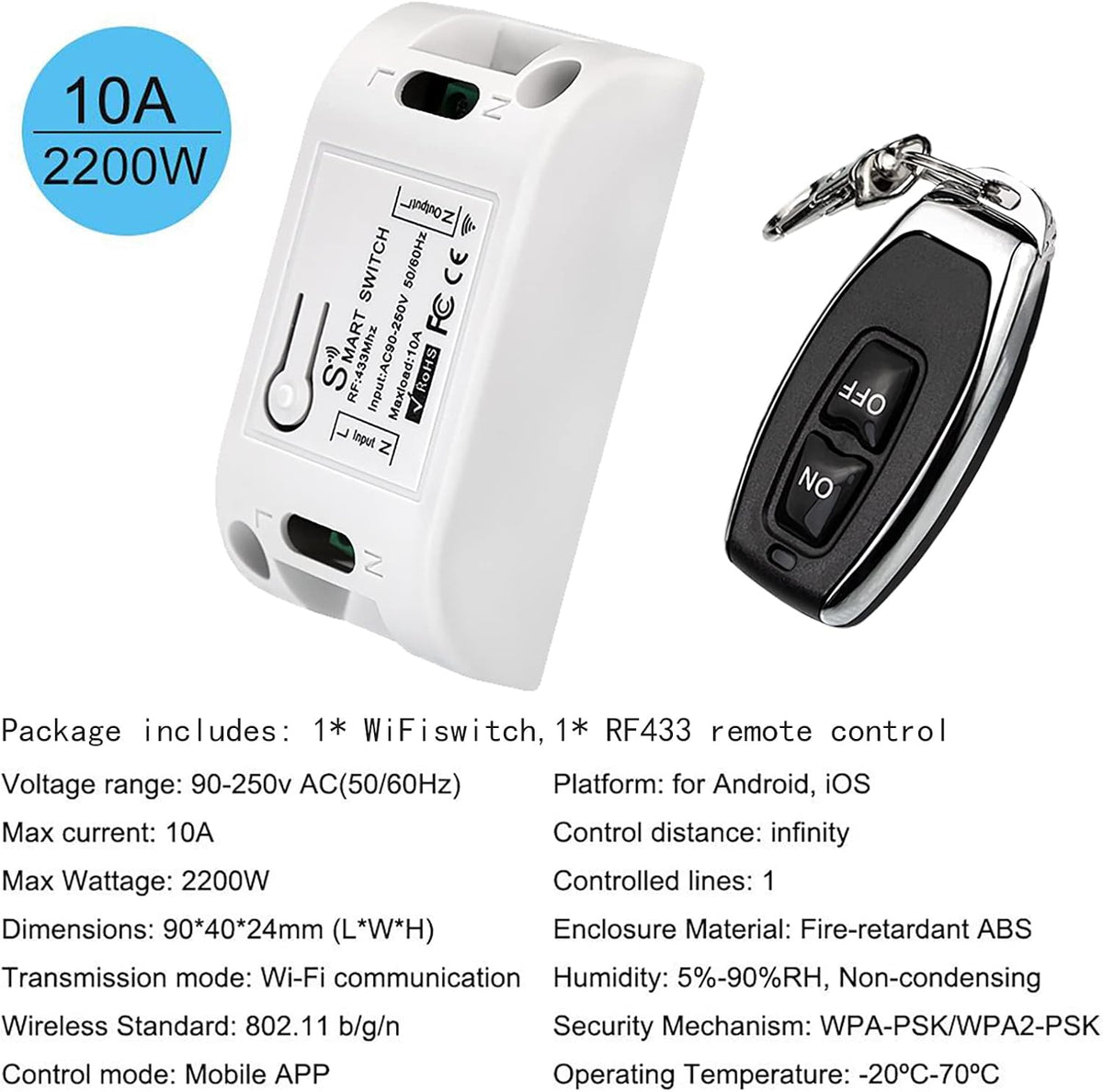 WiFi RF433 Remote Control 2P Dual Power Automatic Transfer Switch 16-100A Din Rail Mounted F62200