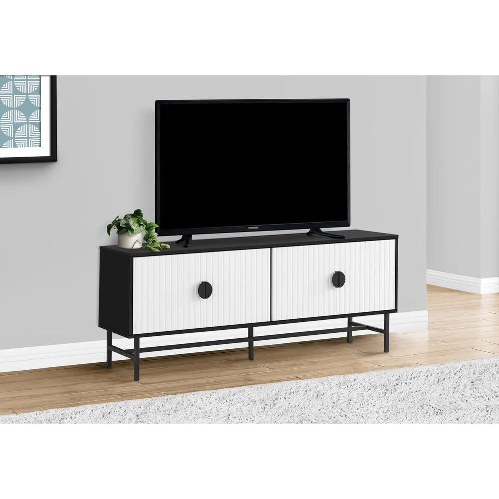 60 Inch Black And White Laminate Tv Stand Y2119
