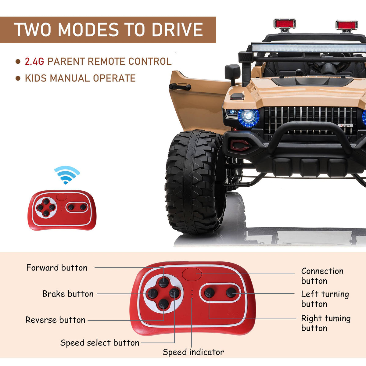 Ride on Car Off Road Truck SUV 12 V Electric Battery Powered with Remote Control Yellow Q19516