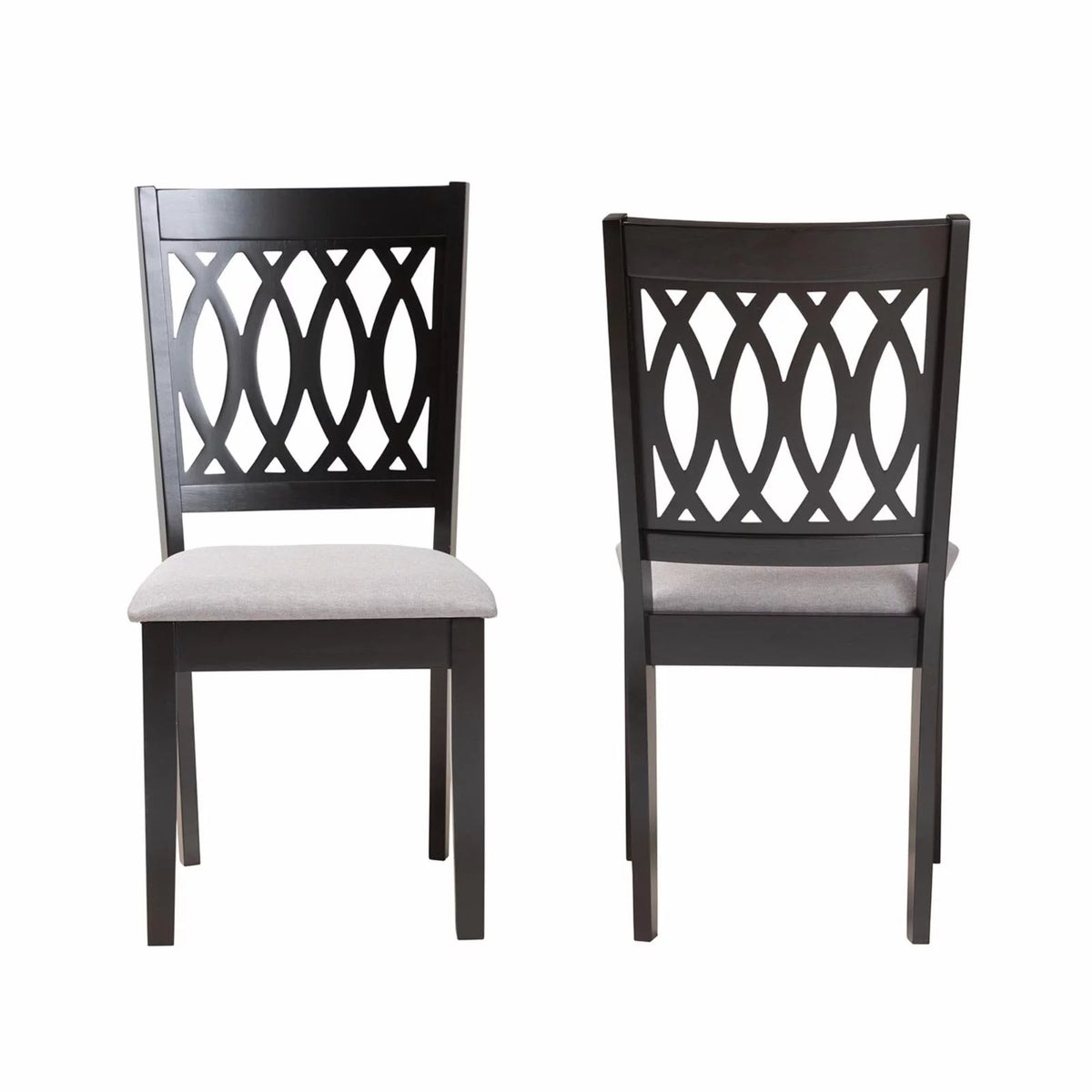 Grey Fabric and Espresso Brown Wood Dining Chair H63295