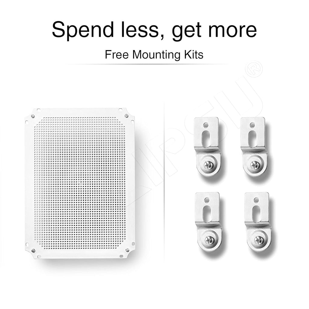 Clear Cover Stainless Steel Latch Junction Box with Inner Door 410x310x180mm, IP67 Waterproof Electrical Box with Mounting Plate, ABS Plastic Grey B3722