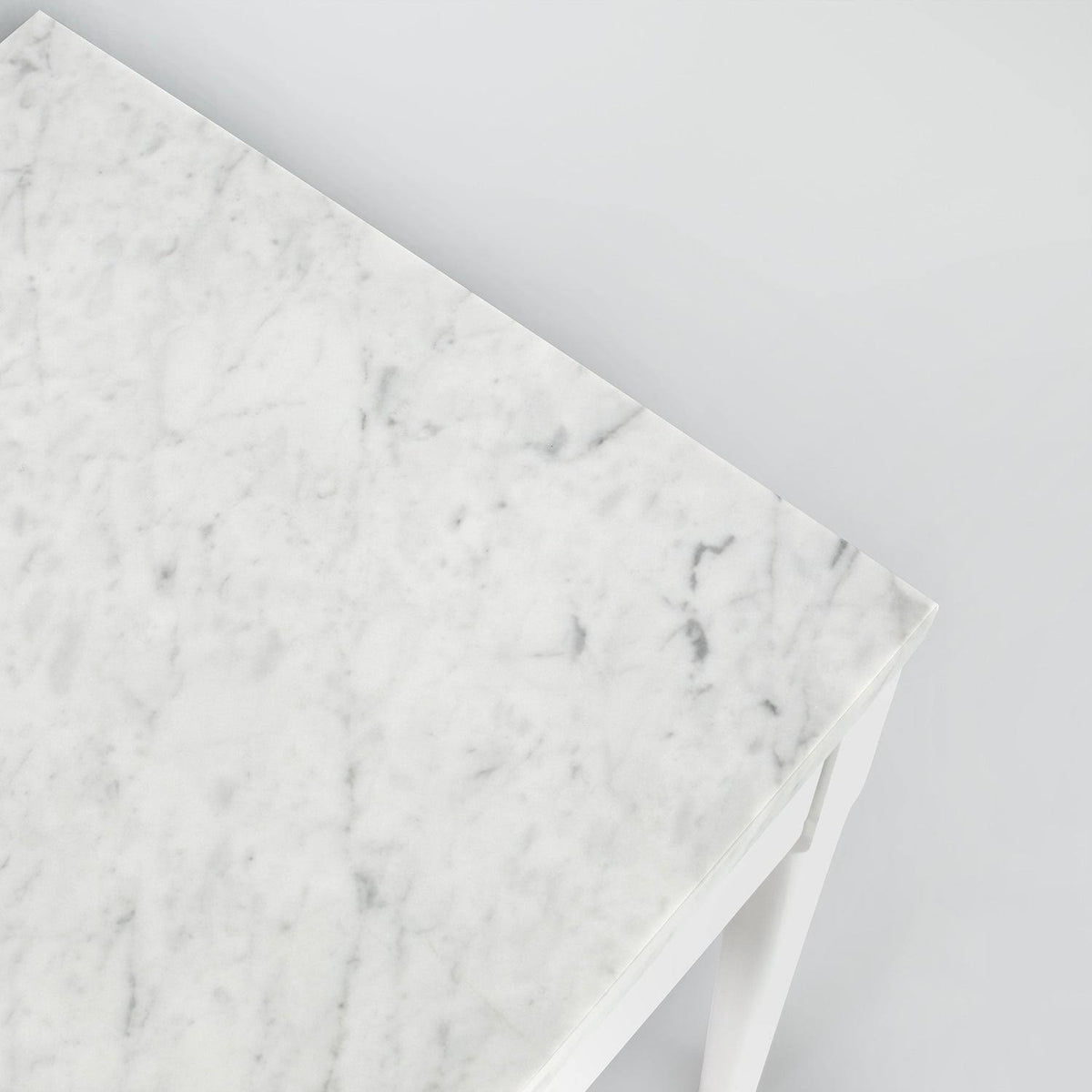 Square Italian Carrara White Marble Side Table with Legs - Tan V237965