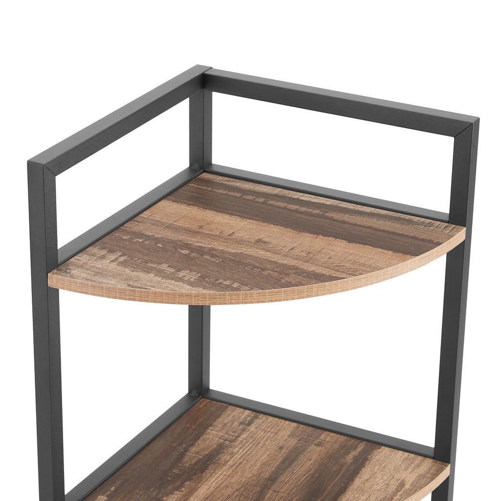 6-Tier Corner Wood Bookcase Rustic Brown X2683