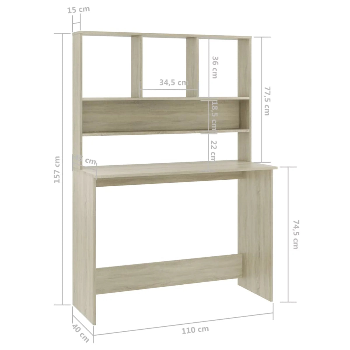 Sonoma Oak Engineered Wood Desk with Shelves Q82685