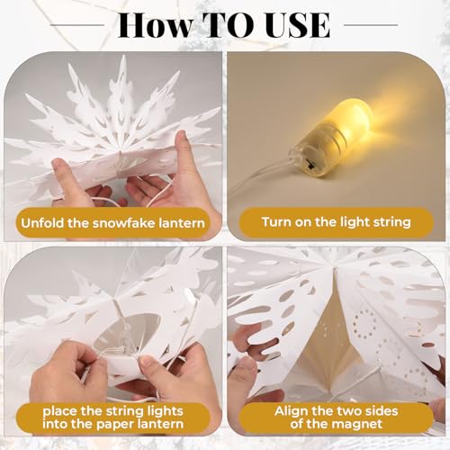 5 Pack Paper Snowflake Lanterns with Lights F6665