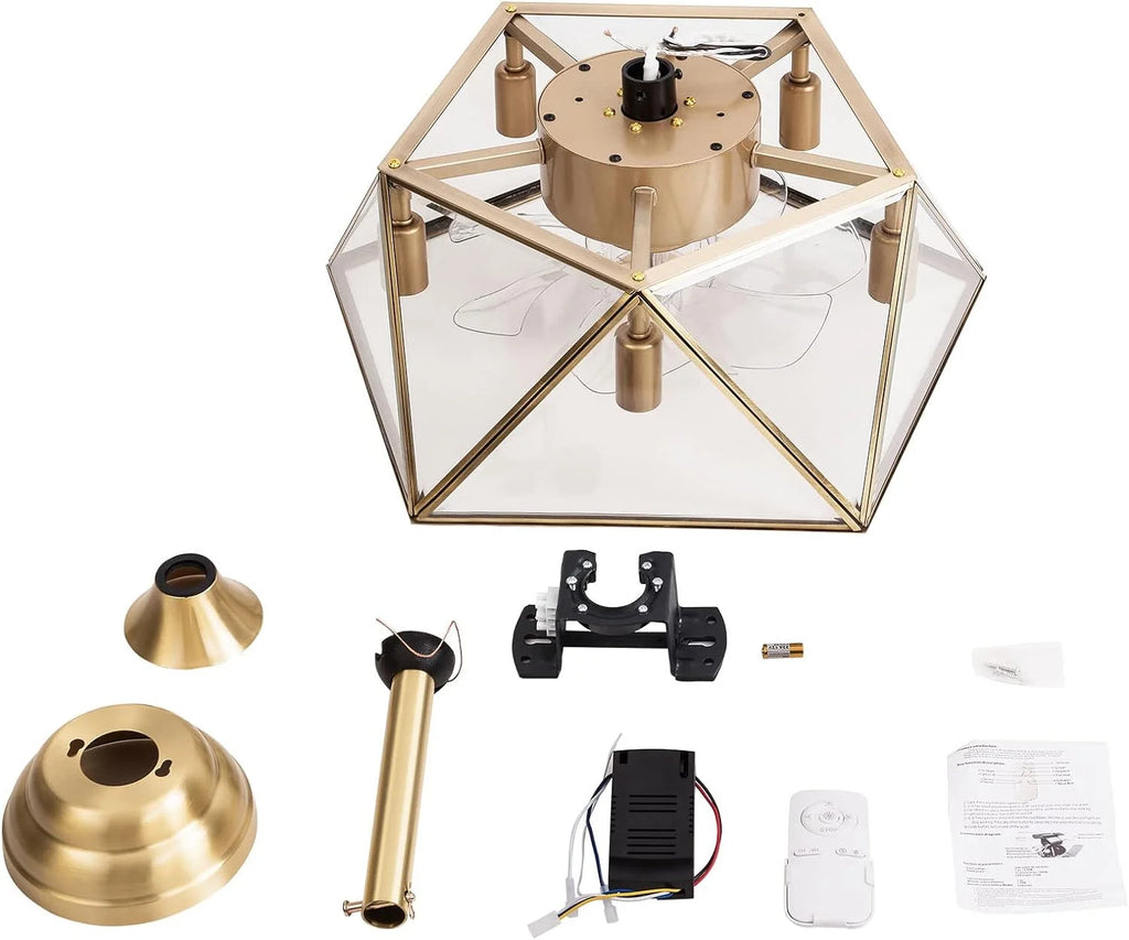 18.5'' Caged Ceiling Fan with Lights Remote Control F388