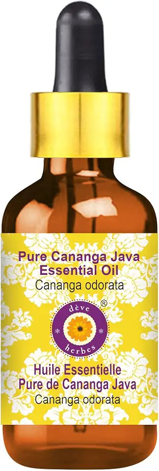 Pure Cananga Java Essential Oil with Glass Dropper Steam Distilled 100ml (3.38 oz) N1039