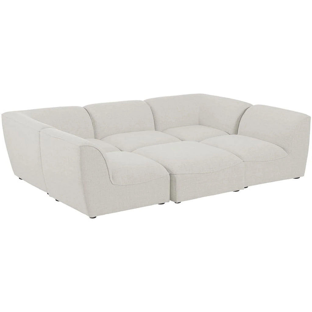 Cream Linen Textured Modular Sectional E51614