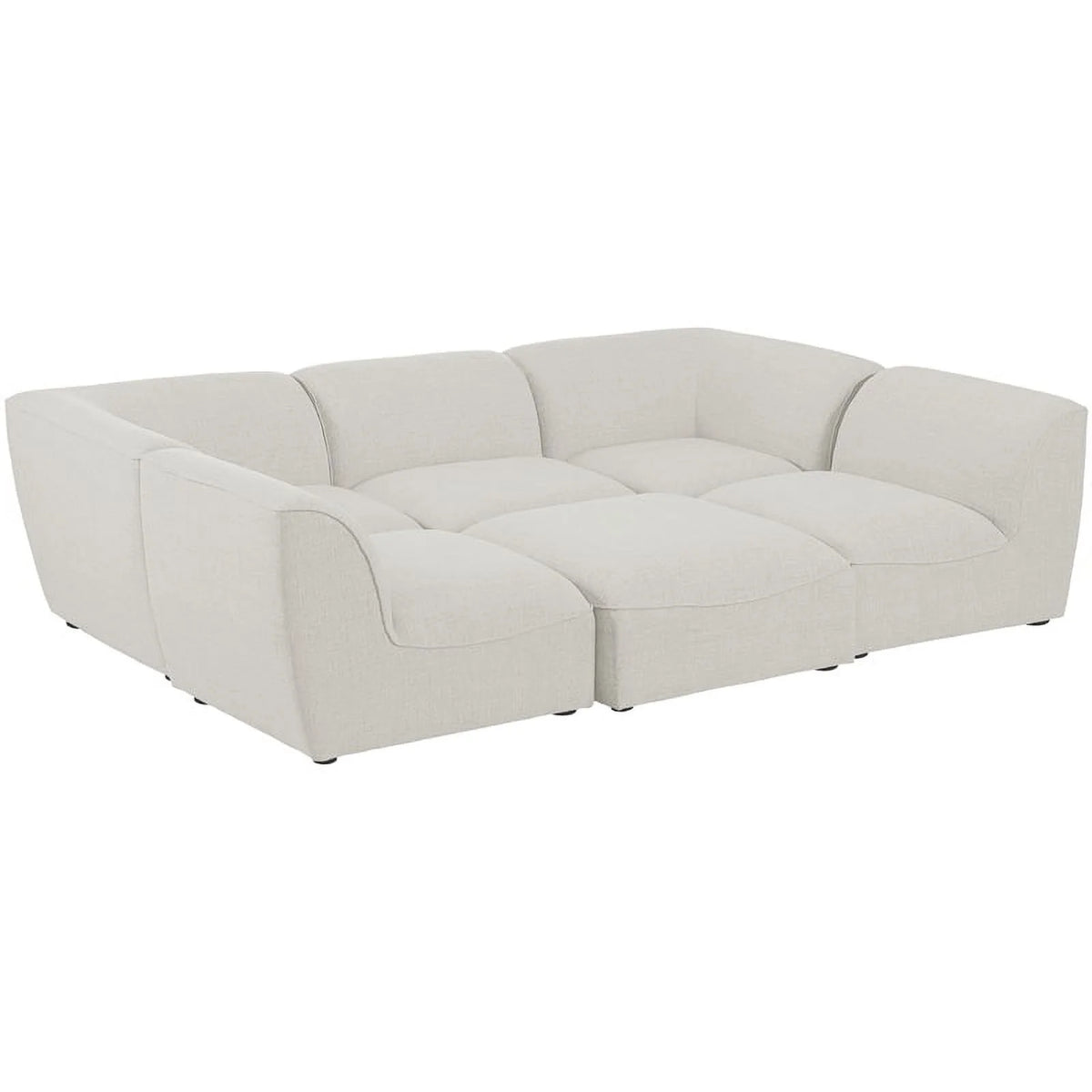 Cream Linen Textured Modular Sectional E51614