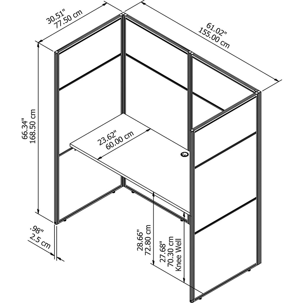 60W Cubicle Desk with Closed Panels Z631884
