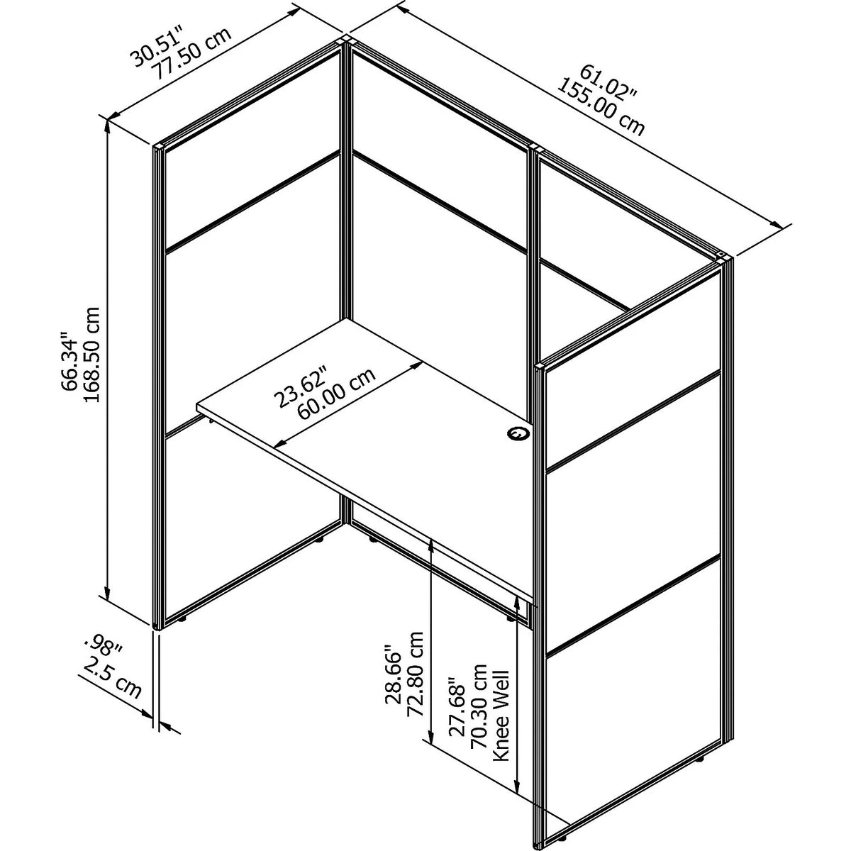 60W Cubicle Desk with Closed Panels Z631884