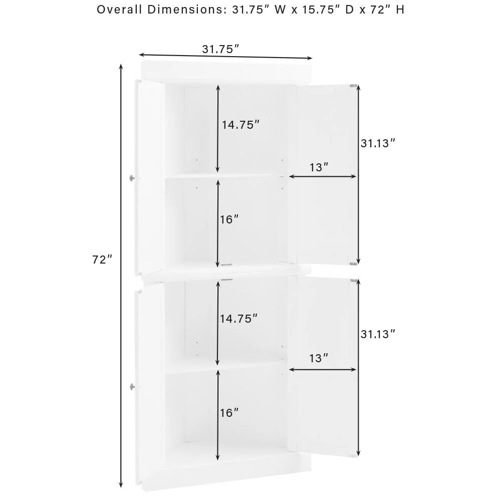 White 2-Piece Stackable Wood Pantry P4709