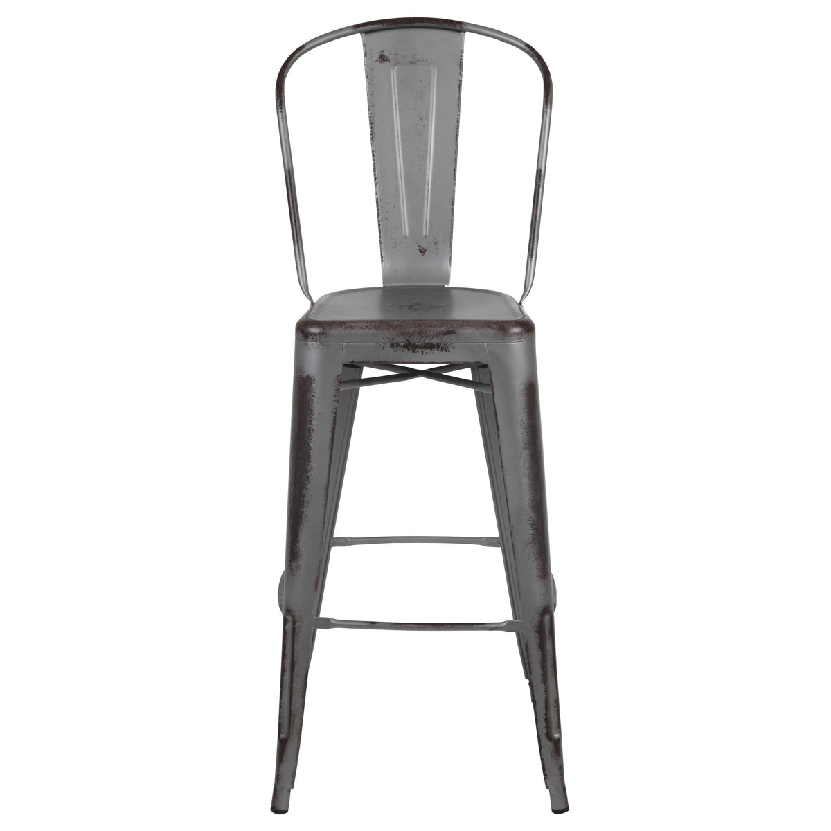 Black Distressed Metal Stool Y80097
