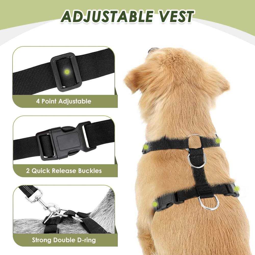 Dog Car Harness Seat Belt Set Adjustable Mesh Breathable T17420