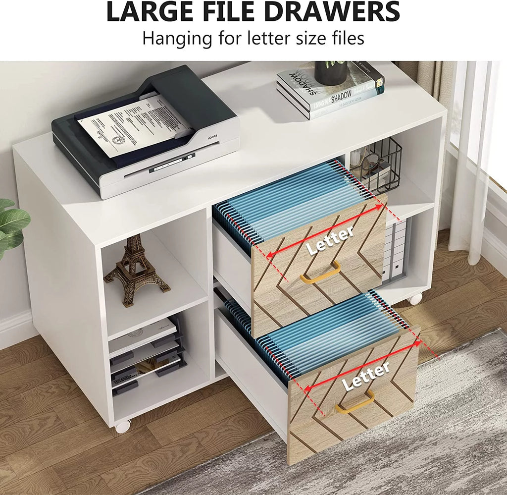2 Drawer Wood File Cabinet with Wheels V187
