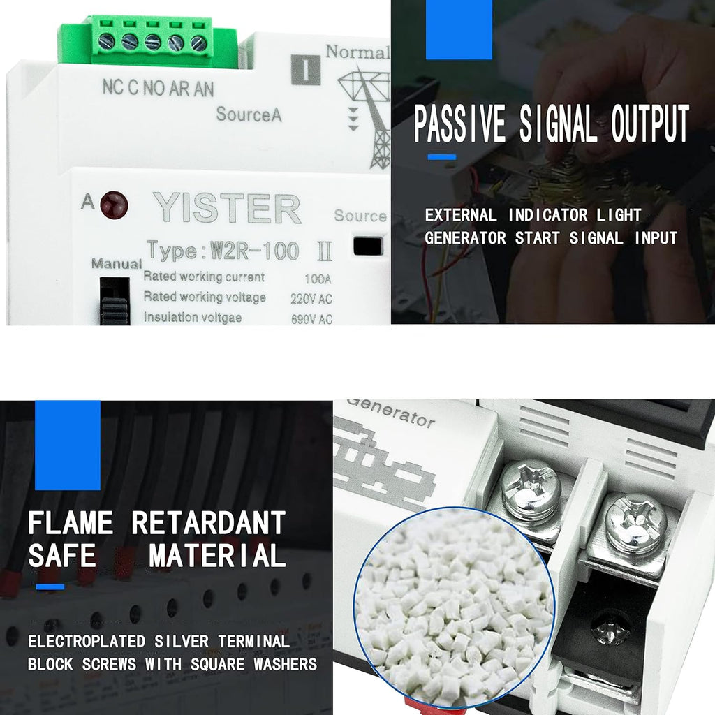 WiFi RF433 Remote Control 2P Dual Power Automatic Transfer Switch 16-100A Din Rail Mounted F62200