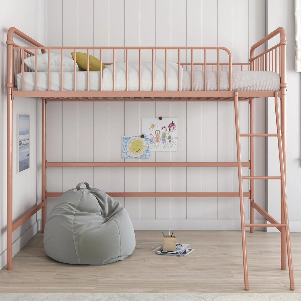 Black Twin Metal Loft Bed L3106
