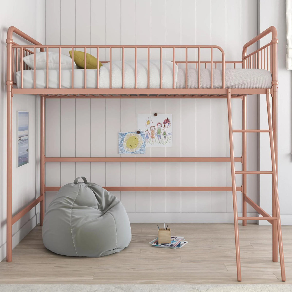 Black Twin Metal Loft Bed L3106