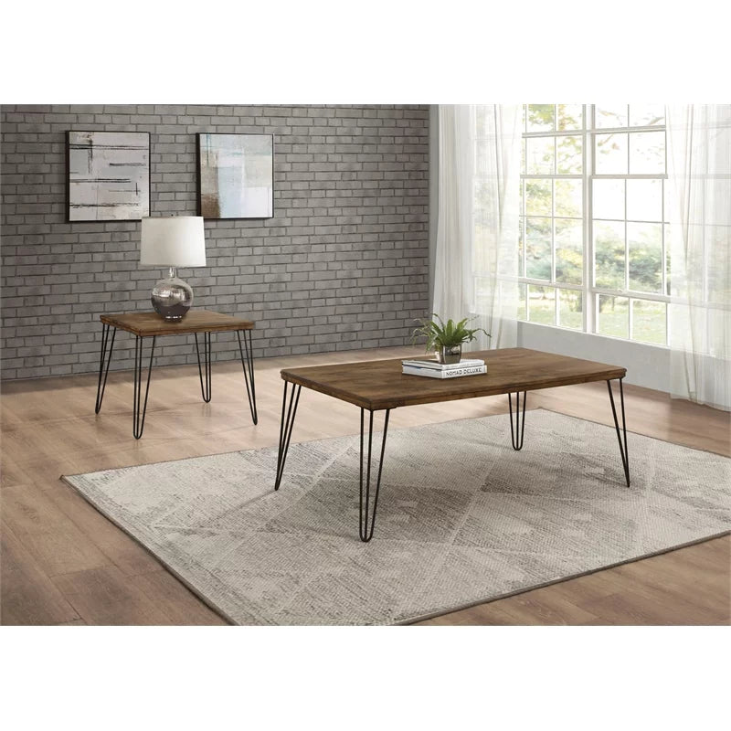 Wood Coffee Table in Rustic Oak and Black E2021