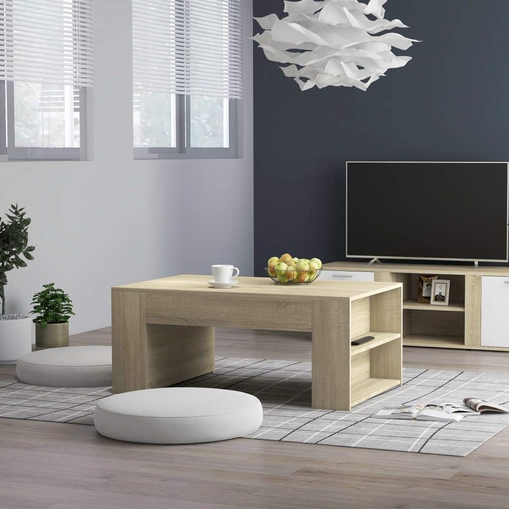White Chipboard Coffee Table Storage Cabinet Y92153