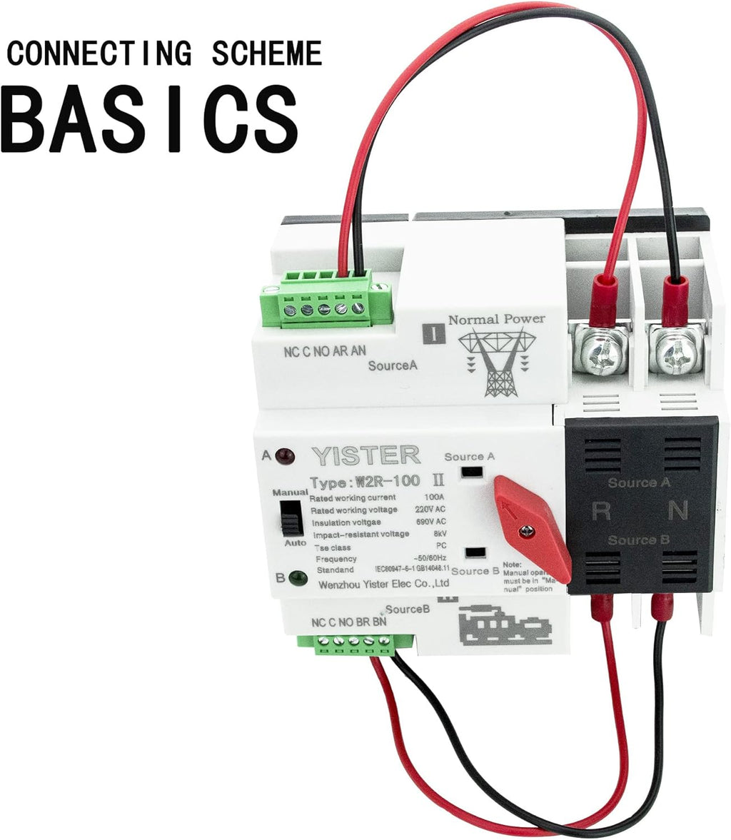 WiFi RF433 Remote Control 2P Dual Power Automatic Transfer Switch 16-100A Din Rail Mounted F62200