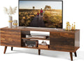 Black TV Stand with Storage Cabinets & Open Shelf U245