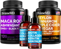 Cinnamon Biotin Collagen Keratin Saw Palmetto Maca Root Ashwagandha Supplement Bundle O66946