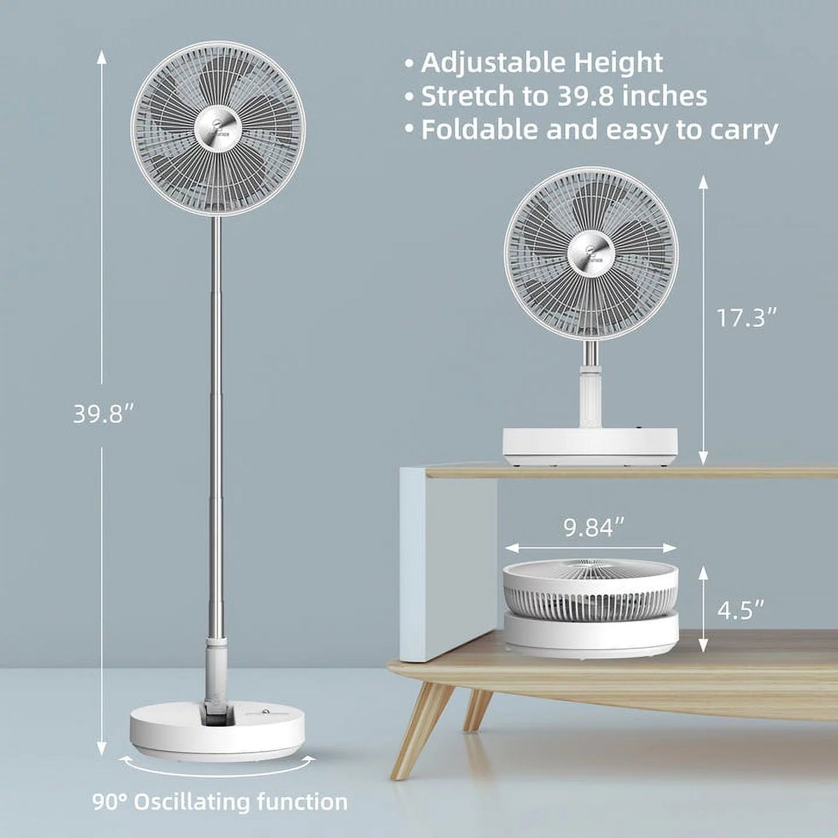 Foldable Portable Adjustable Oscillating Standing Fan P473396