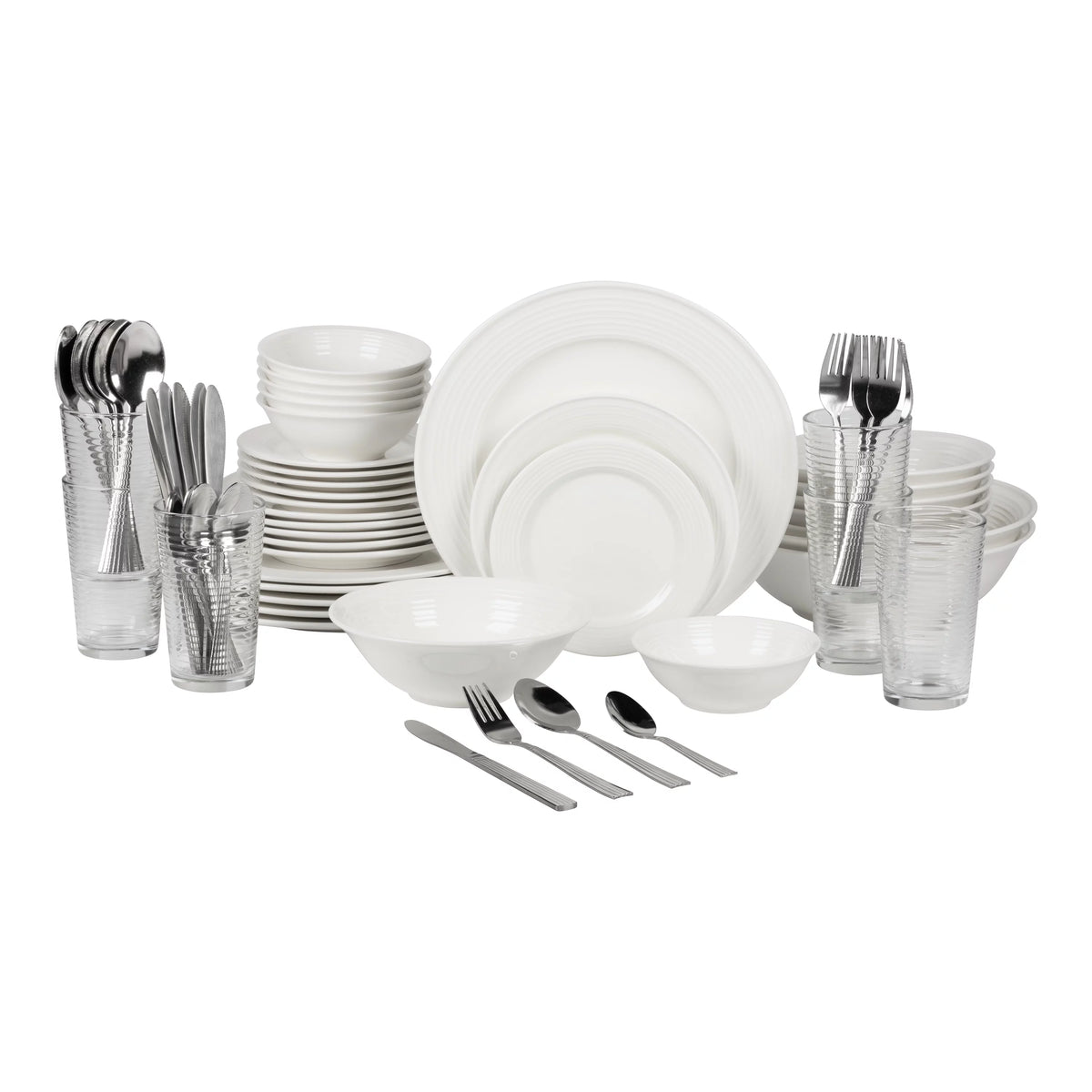 White 62-Piece Stoneware Dinnerware Set W788336