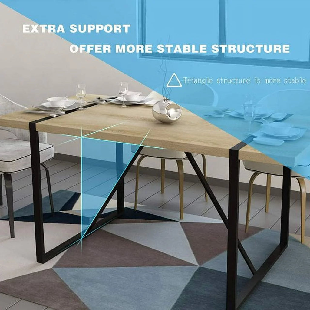 63 Inch Rectangular Wood and Metal Dining Table L746